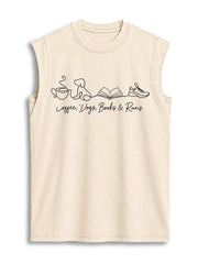 Coffee Dogs Books & Runs Vintage Washed Cotton Tank Top