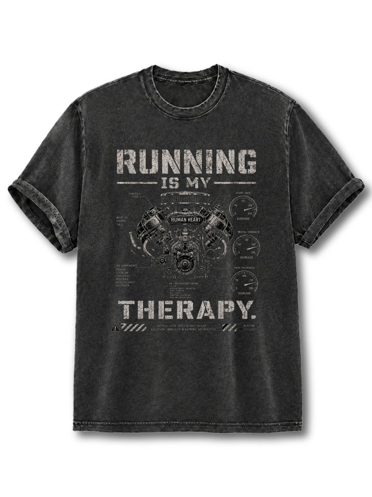 Running Is My Therapy Washed T-Shirt