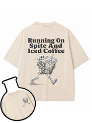 RUNNING ON SPITE AND ICED COFFEE Washed T-Shirt