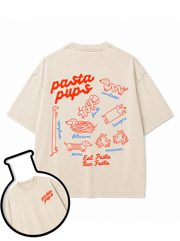 pasta pups Eat Pasta Run Fasta Washed T-Shirt