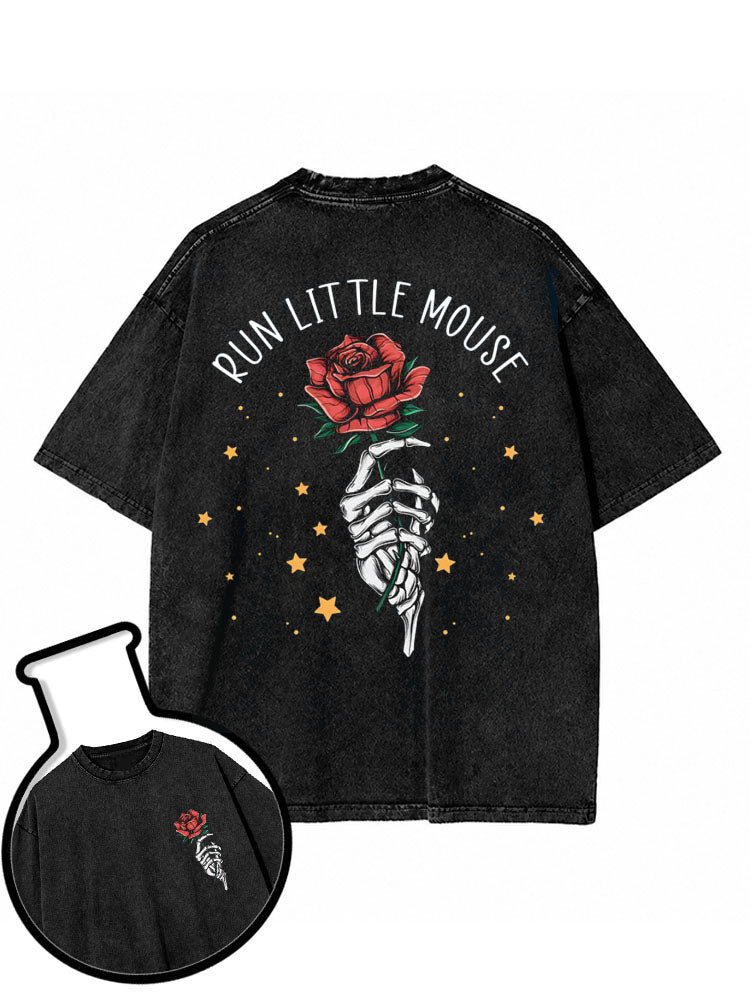 RUN LITTLE MOUSE Washed T-Shirt