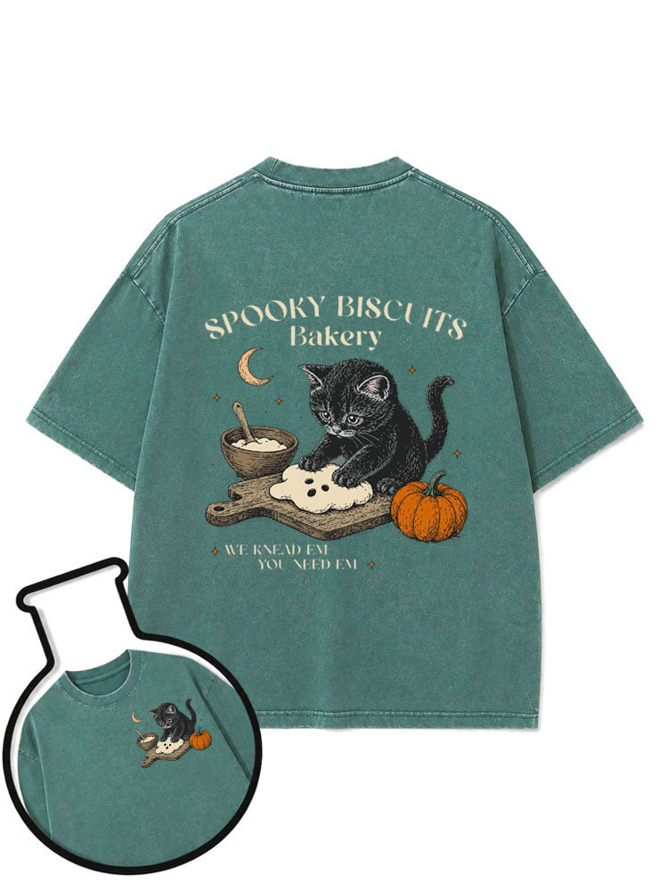 Spooky Biscuits Bakery Washed T-Shirt
