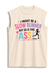 I'm Might Be A Slow Runner Vintage Washed Cotton Tank Top