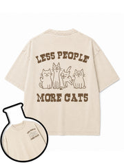 LESS PEOPLE MORE CATS Washed T-Shirt