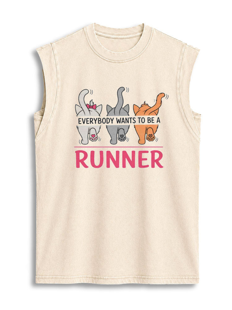 EVERYBODY WANTS TO BE A RUNNER Vintage Washed Cotton Tank Top