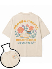 BOOKS & COFFEE READING CLUB Washed T-Shirt