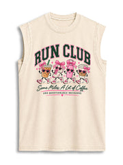 RUN CLUB Some Miles  A Lot of Coffee Vintage Washed Cotton Tank Top