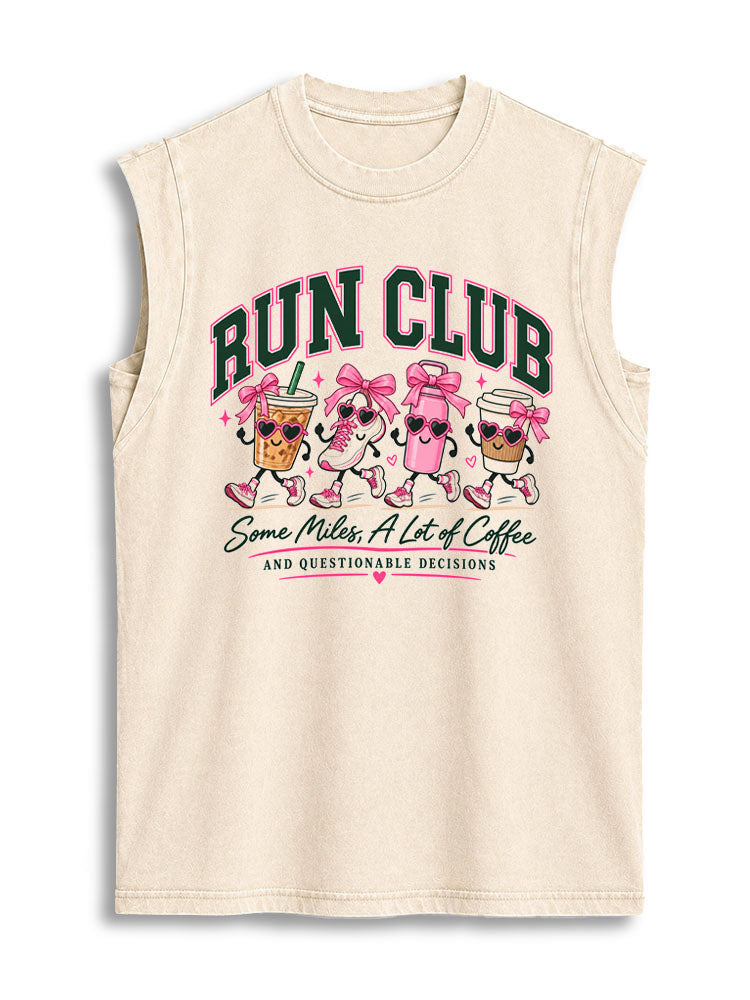 RUN CLUB Some Miles  A Lot of Coffee Vintage Washed Cotton Tank Top