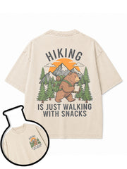 HIKING  IS JUST WALKING WITH SNACKS Washed T-Shirt