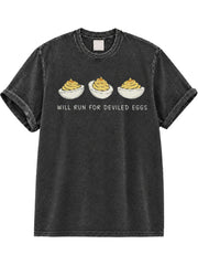 Will Run For Deviled Eggs Washed T-Shirt