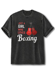 Just A Girl Who Love Boxing Washed T-Shirt