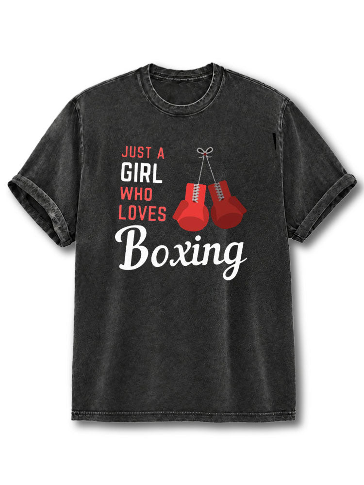 Just A Girl Who Love Boxing Washed T-Shirt