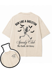 RUN LIKE A SKELETON  Spooky Club Washed T-Shirt