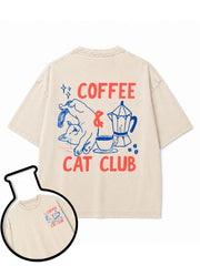 COFFEE & CAT CLUB Washed T-Shirt