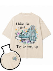 I hike like a girl Try to keep up Washed T-Shirt