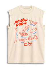 pasta pups Eat Pasta Run Fasta Vintage Washed Cotton Tank Top