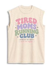 TIRED MOMS RUNNING CLUB Vintage Washed Cotton Tank Top