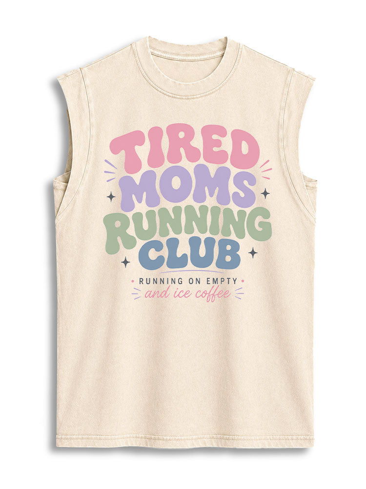 TIRED MOMS RUNNING CLUB Vintage Washed Cotton Tank Top