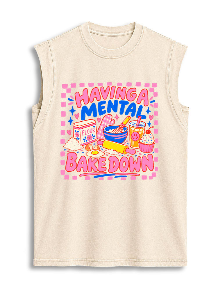 HAVING A MENTAL BAKE DOWN Vintage Washed Cotton Tank Top