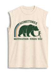 SOMETIMES MOTIVATION FINDS YOU Vintage Washed Cotton Tank Top
