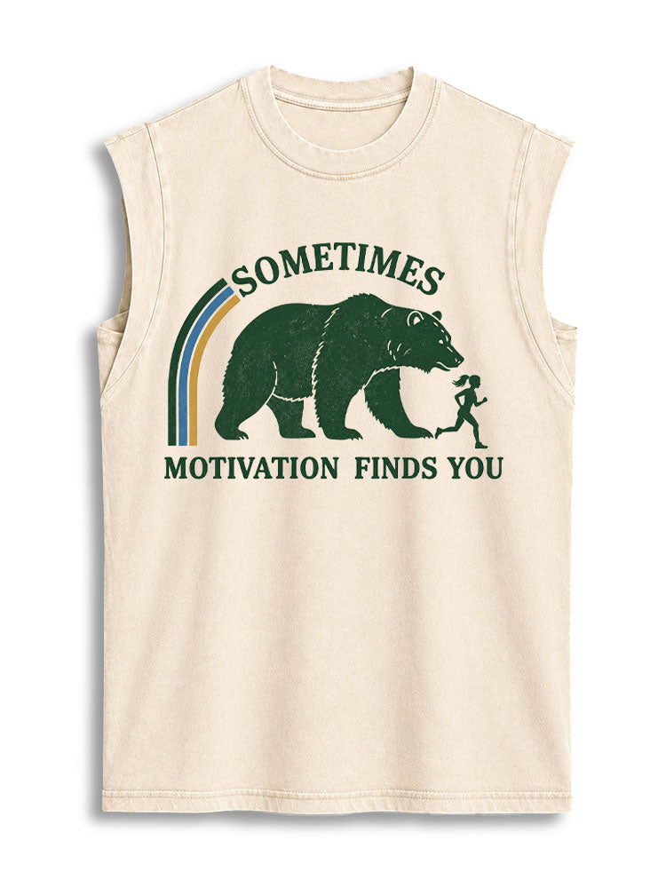 SOMETIMES MOTIVATION FINDS YOU Vintage Washed Cotton Tank Top