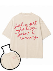 JUST A GIRL WHO LOVES JESUS & RUNNING Washed T-Shirt