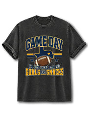 GAME DAY I'M JUST HERE FOR THE GOALS AND SNACKS Washed T-Shirt