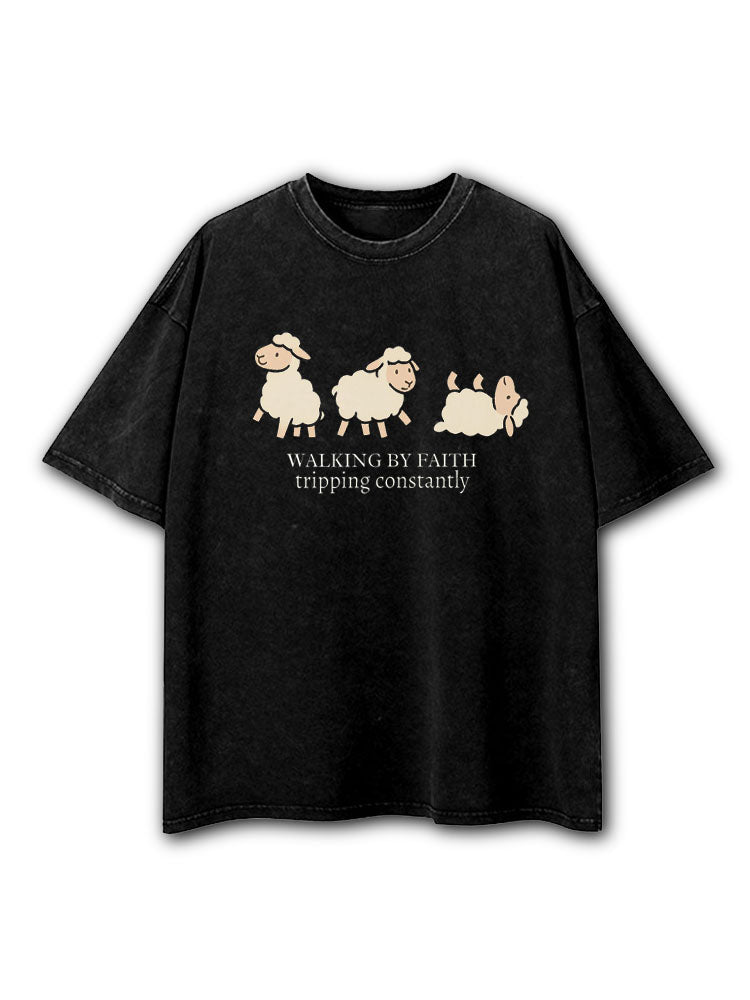 Walking By Faith Washed T-Shirt