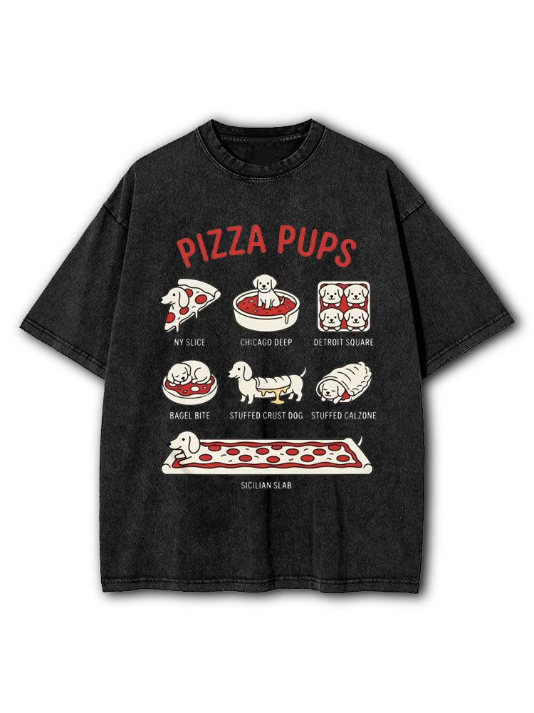 Pizza Pups The Menu Washed T-Shirt