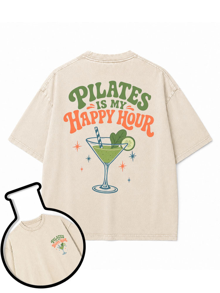 PILATES IS MY HAPPY HOUR Washed T-Shirt