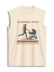 RUNNING MOM Vintage Washed Cotton Tank Top