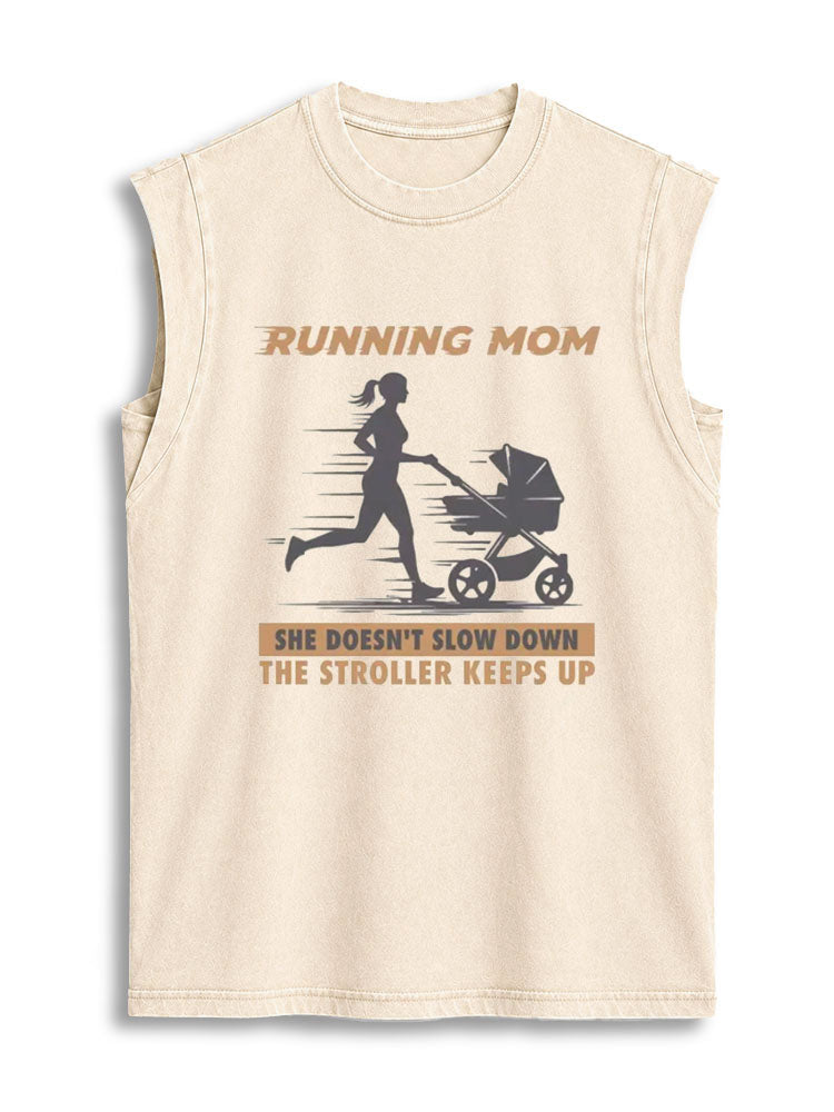 RUNNING MOM Vintage Washed Cotton Tank Top