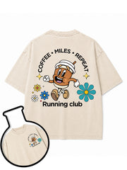 COFFEE MILES REPEAT RUNNING CLUB Washed T-Shirt