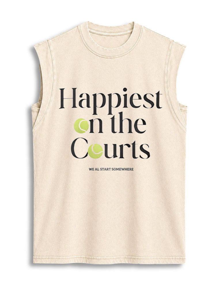 Happiest on the Courts Vintage Washed Cotton Tank Top