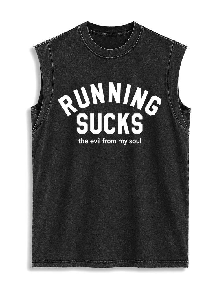 Running Sucks the Evil from My Soul Vintage Washed Cotton Tank Top