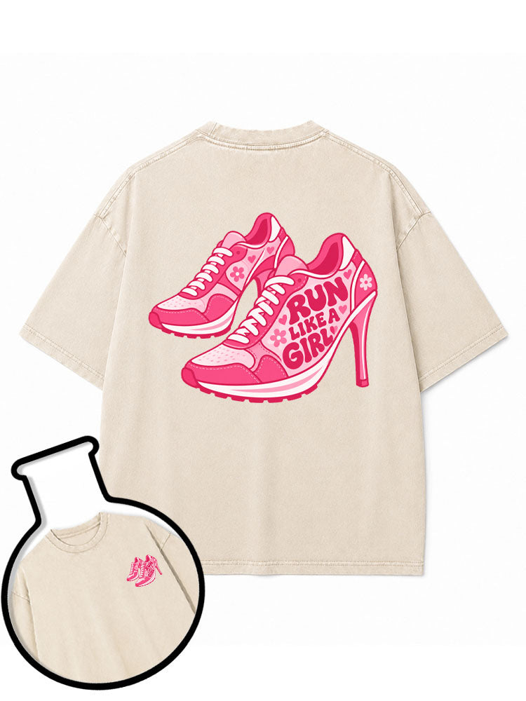 RUN LIKE A GIRL Washed T-Shirt