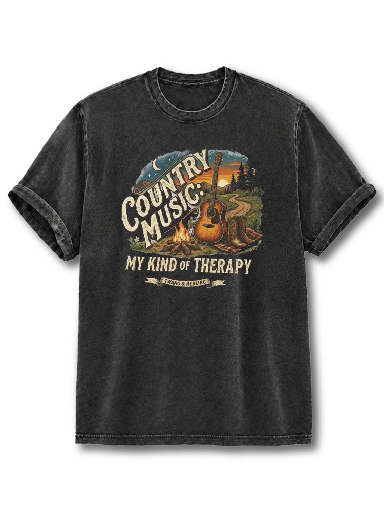 Country Music My Kind of Therapy Washed T-Shirt
