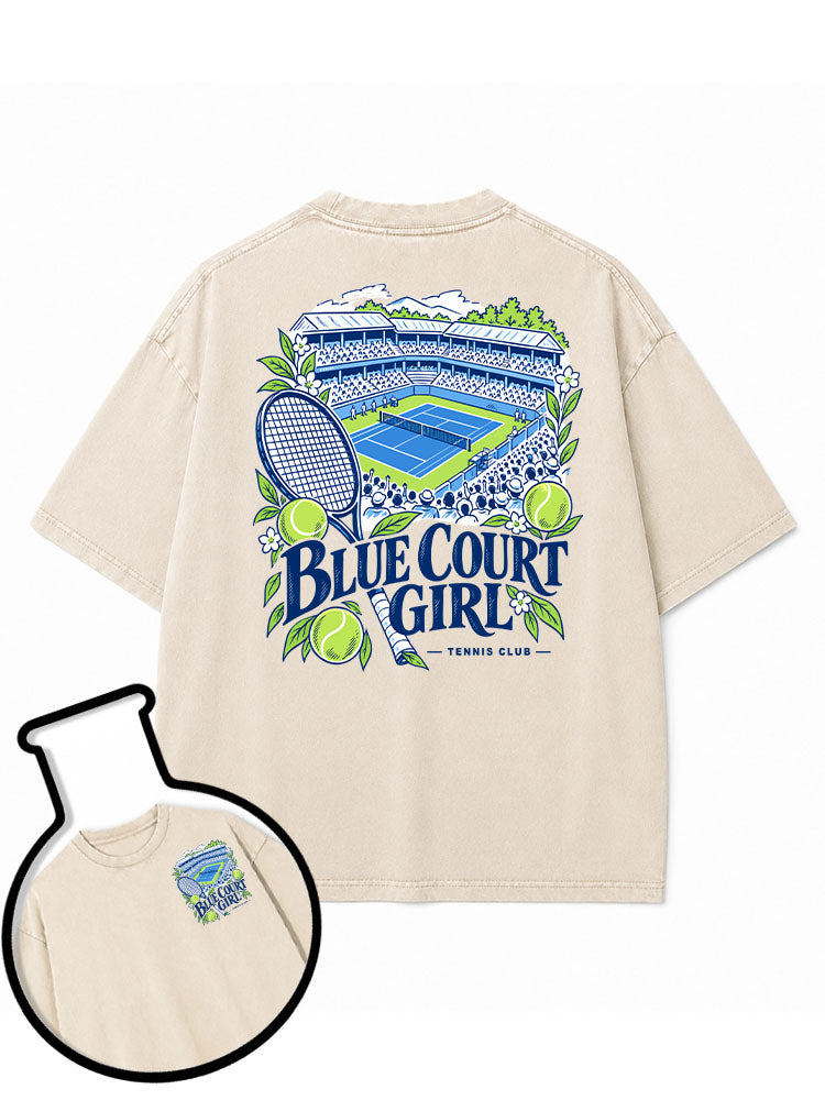BLUE COURT GIRL TENNIS CLUB Washed T-Shirt