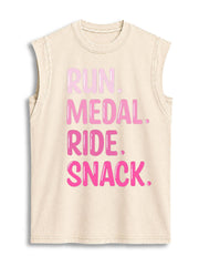 Run Medal Ride Snack Vintage Washed Cotton Tank Top