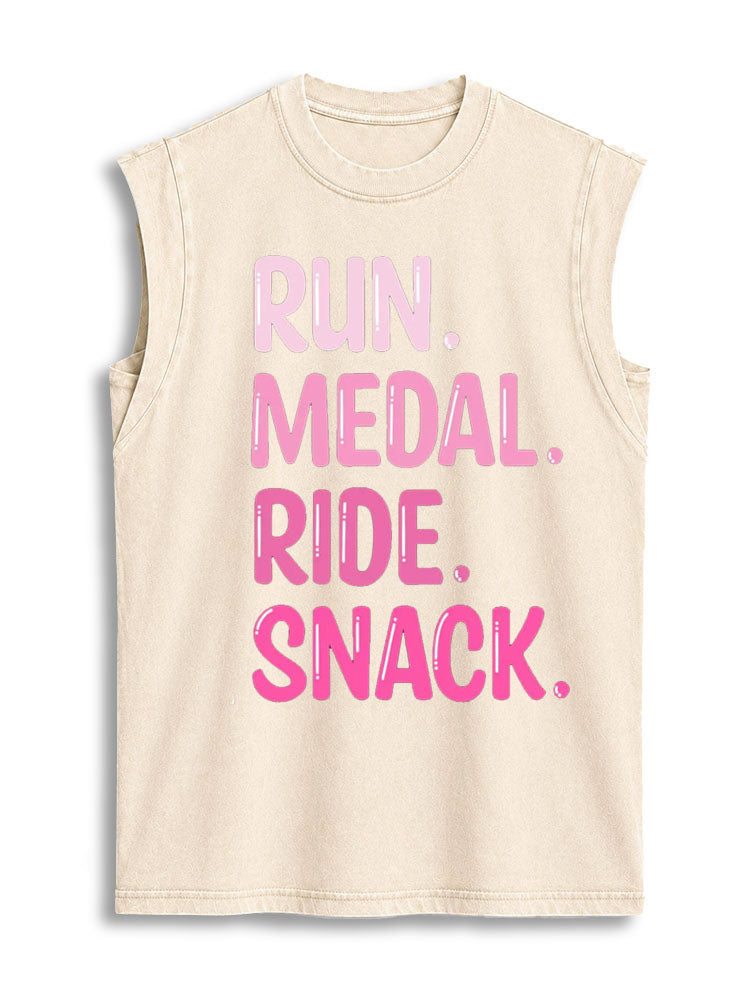 Run Medal Ride Snack Vintage Washed Cotton Tank Top