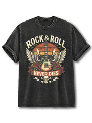 Rock and Roll Never Dies Washed T-Shirt