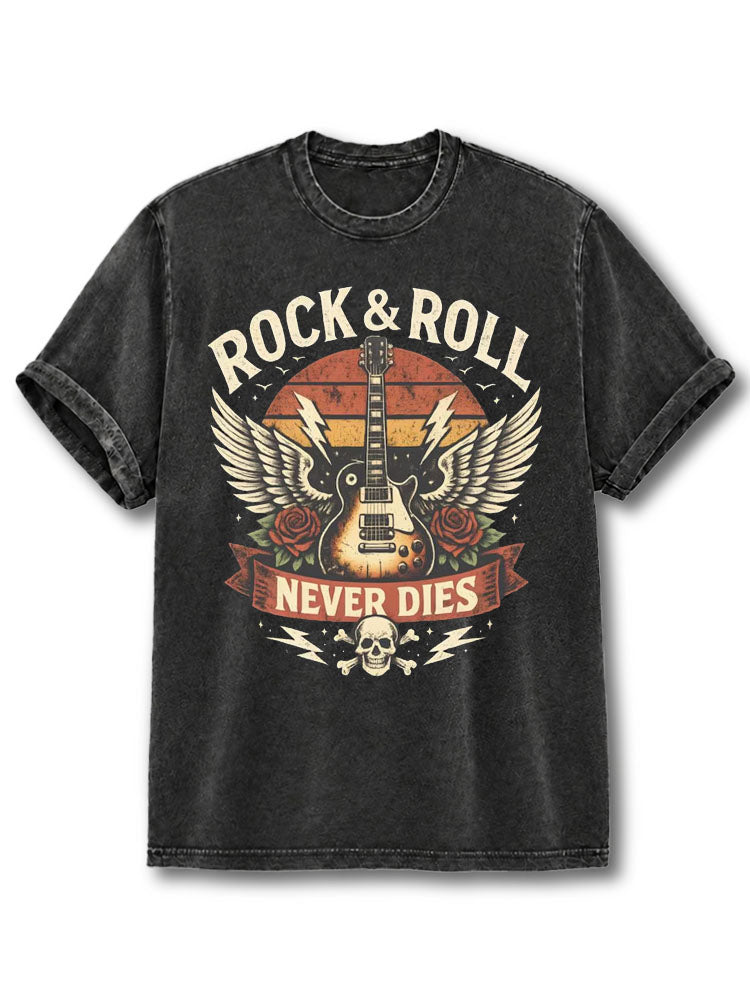 Rock and Roll Never Dies Washed T-Shirt