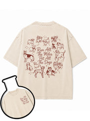 Run All The Miles Pet All The Dogs Washed T-Shirt