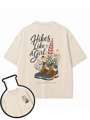 HIKES LIKE A GIRL SO TRY AND KEEP UP Washed T-Shirt