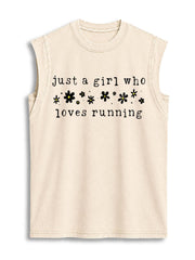 Just A Girl Who Loves Running Vintage Washed Cotton Tank Top