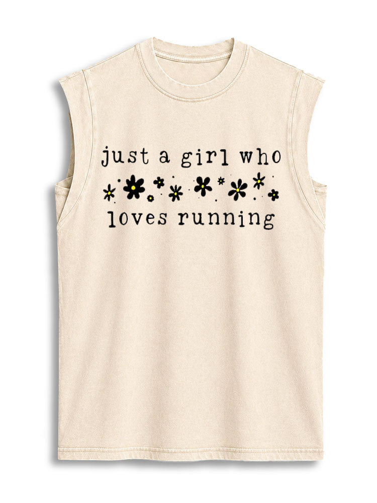 Just A Girl Who Loves Running Vintage Washed Cotton Tank Top