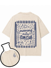 morning miles RUN CLUB Washed T-Shirt