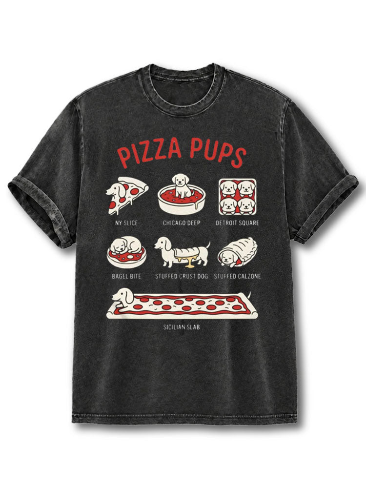 Pizza Pups The Menu Washed T-Shirt