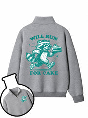 Will Run For Cake Half-Zip Fleece Pullover
