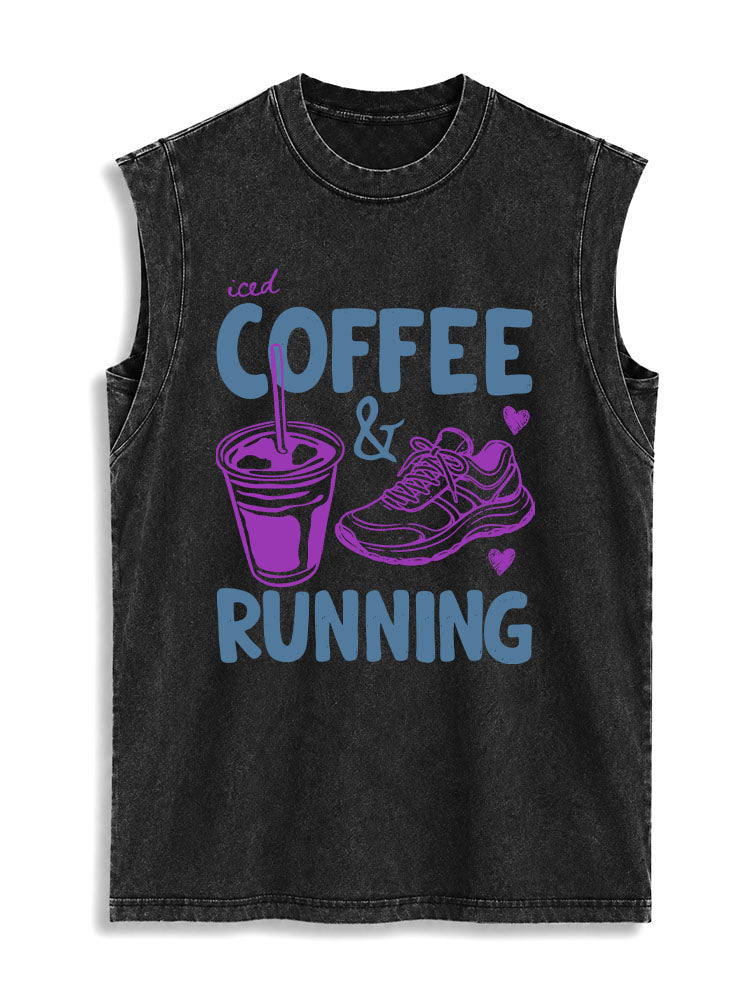 Running and Coffee Vintage Washed Cotton Tank Top